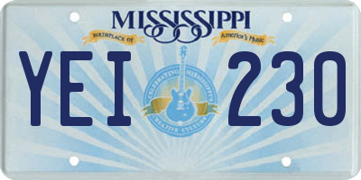 MS license plate YEI230