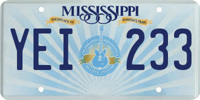 MS license plate YEI233