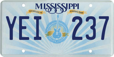 MS license plate YEI237
