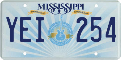 MS license plate YEI254