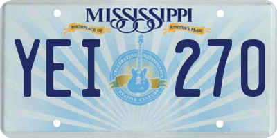 MS license plate YEI270