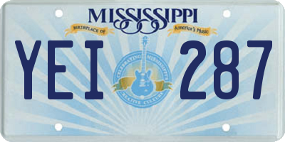 MS license plate YEI287