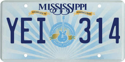 MS license plate YEI314
