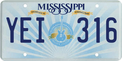 MS license plate YEI316