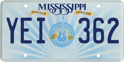MS license plate YEI362
