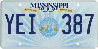 MS license plate YEI387