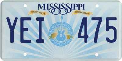MS license plate YEI475