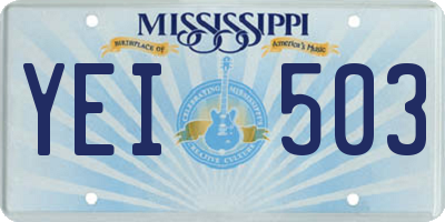 MS license plate YEI503