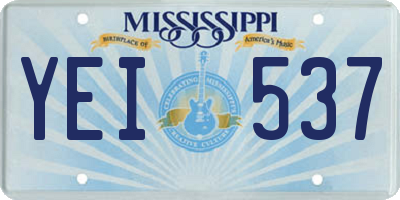 MS license plate YEI537