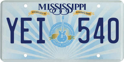 MS license plate YEI540