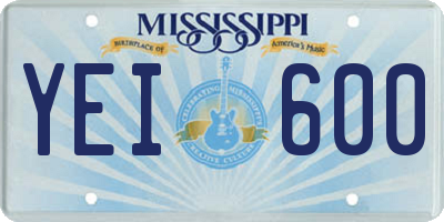MS license plate YEI600