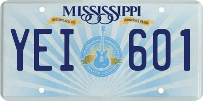 MS license plate YEI601