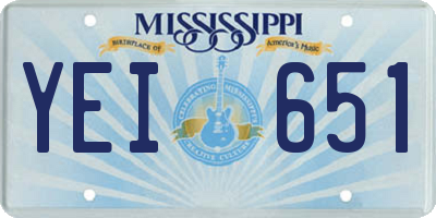MS license plate YEI651
