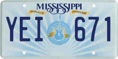 MS license plate YEI671
