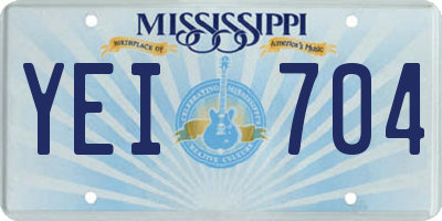 MS license plate YEI704