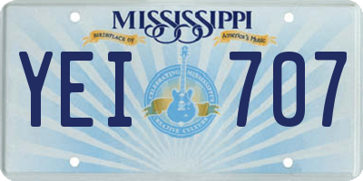 MS license plate YEI707