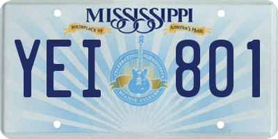 MS license plate YEI801