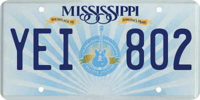 MS license plate YEI802