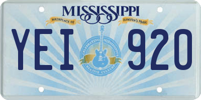 MS license plate YEI920