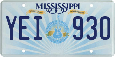 MS license plate YEI930
