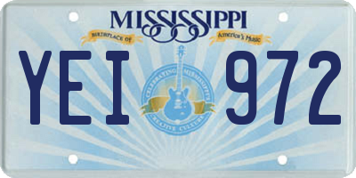 MS license plate YEI972