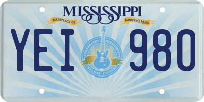 MS license plate YEI980