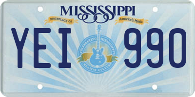 MS license plate YEI990