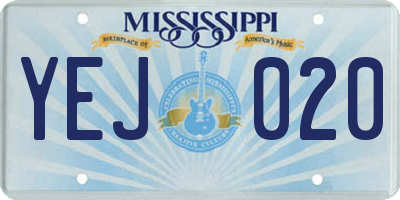 MS license plate YEJ020