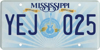 MS license plate YEJ025