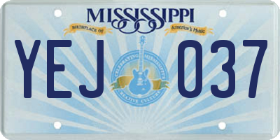 MS license plate YEJ037