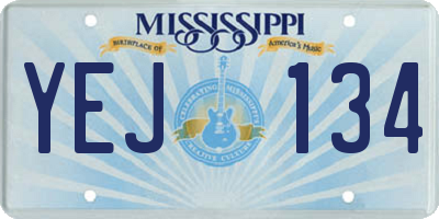 MS license plate YEJ134