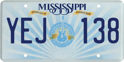 MS license plate YEJ138