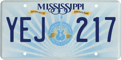 MS license plate YEJ217