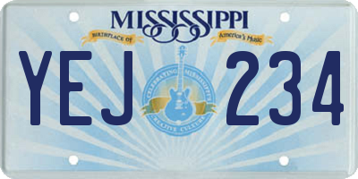 MS license plate YEJ234