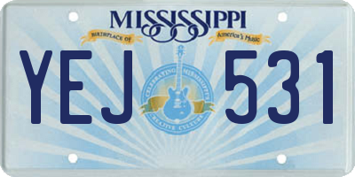 MS license plate YEJ531