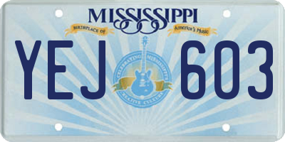 MS license plate YEJ603