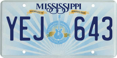 MS license plate YEJ643