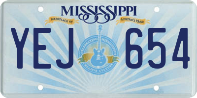 MS license plate YEJ654