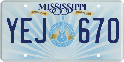 MS license plate YEJ670