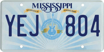 MS license plate YEJ804