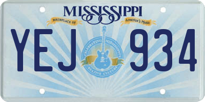 MS license plate YEJ934