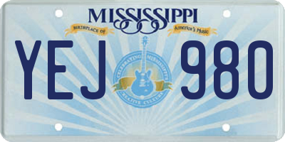 MS license plate YEJ980