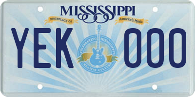 MS license plate YEK000