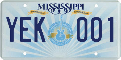 MS license plate YEK001