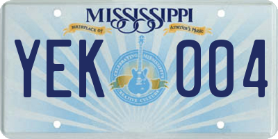MS license plate YEK004