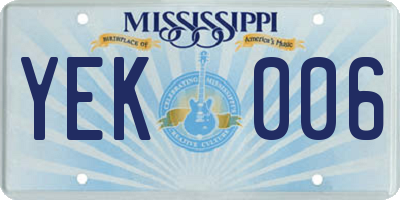MS license plate YEK006