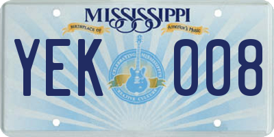 MS license plate YEK008