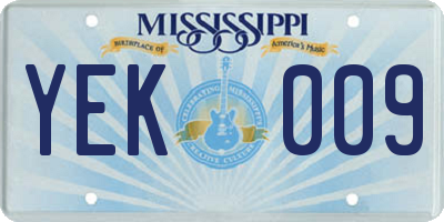 MS license plate YEK009