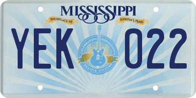 MS license plate YEK022