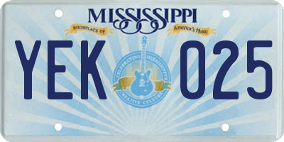 MS license plate YEK025